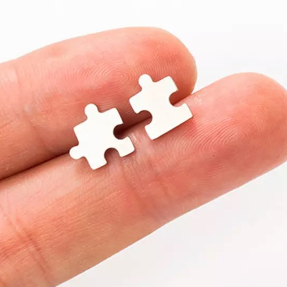 Puzzle Piece Silver Earrings Gold Jewelry Autism Mom Neurodiversity NEW